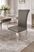 Dark Grey PU Leather Dining Chair with Chrome Legs