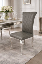 Dark Grey PU Leather Dining Chair with Chrome Legs