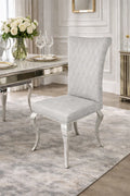 Light Grey PU Leather Dining Chair with Chrome Legs