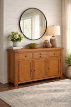 Natural Oak Large 3 Door 4 Drawer Sideboard Cabinet