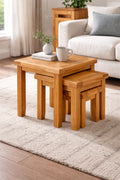 Natural Oak Compact Living Room Nest of 3 Tables