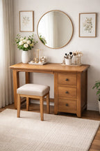 Natural Oak Rectangular 3 Drawer Bedroom Dressing Table