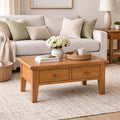 Natural Oak Rectangular Coffee Table with 2 Drawers