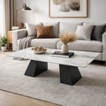 White Ceramic Coffee Table with Black Architectural Legs