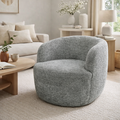 Grey Boucle Swivel Tub Chair with 360 Degree Rotation