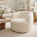 Ivory Boucle Swivel Tub Chair with 360 Degree Rotation