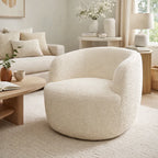 Ivory Boucle Swivel Tub Chair with 360 Degree Rotation