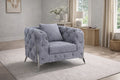 Grey Fabric Chesterfield Sofa Chair with Chrome Accent Legs