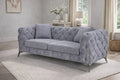 Grey Fabric Chesterfield 2 Seater Sofa with Chrome Accent Legs