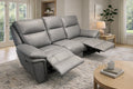 Grey Leather Fabric Upholstery 3 Seater Recliner Sofa