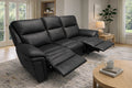 Black Leather Fabric Upholstery 3 Seater Recliner Sofa