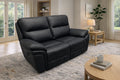 Black Leather Fabric Upholstery 2 Seater Recliner Sofa