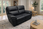 Black Leather Fabric Upholstery 2 Seater Recliner Sofa