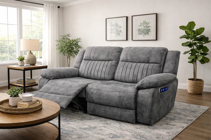 Charcoal Fabric 2 Seater Electric Recliner Sofa