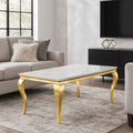 White Marble Effect Coffee Table with Gold Italian Style Frame