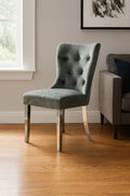 Dark Grey Velvet Dining Chair with Chrome Legs