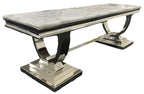 White Marble Effect TV Stand with Chrome Circular Pedestal Base