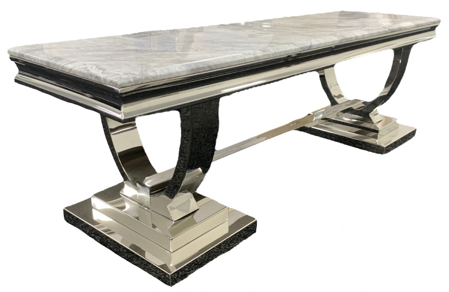 White Marble Effect TV Stand with Chrome Circular Pedestal Base