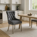 Dark Grey Velvet Dining Chair with Ring Knocker and Chrome Legs