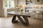 Ceramic Extending Dining Table with Metal Pedestal Base (Cheshire)