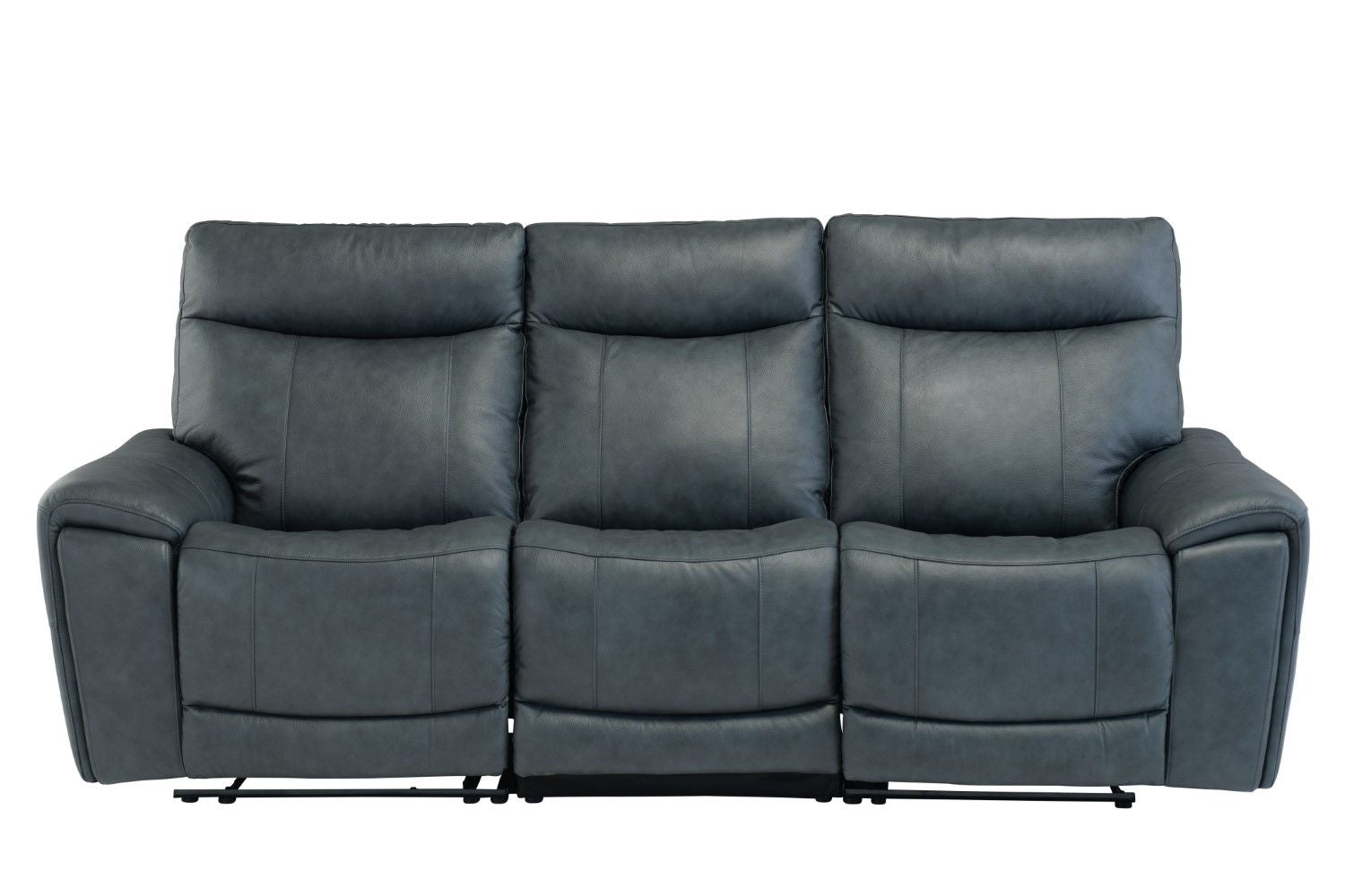 Blue Leather 3 Seater Electric High Back Recliner Sofa