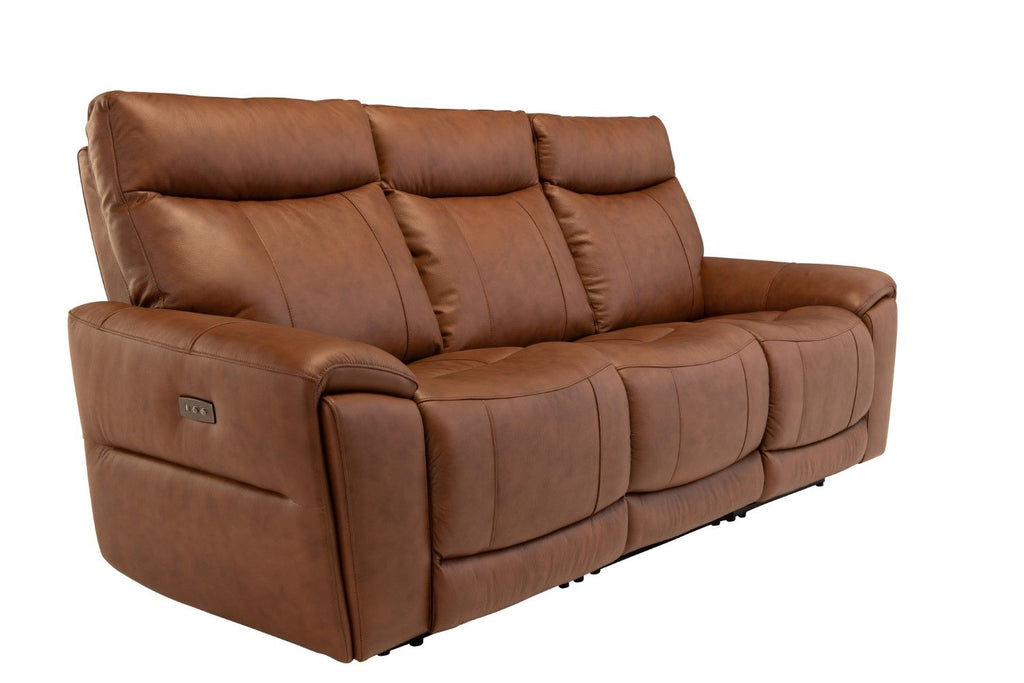 Vintage Tan Leather 3 Seater Electric Recliner Sofa