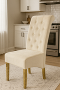 Cream Velvet Dining Chair with Gold Ring Knocker and Gold Legs