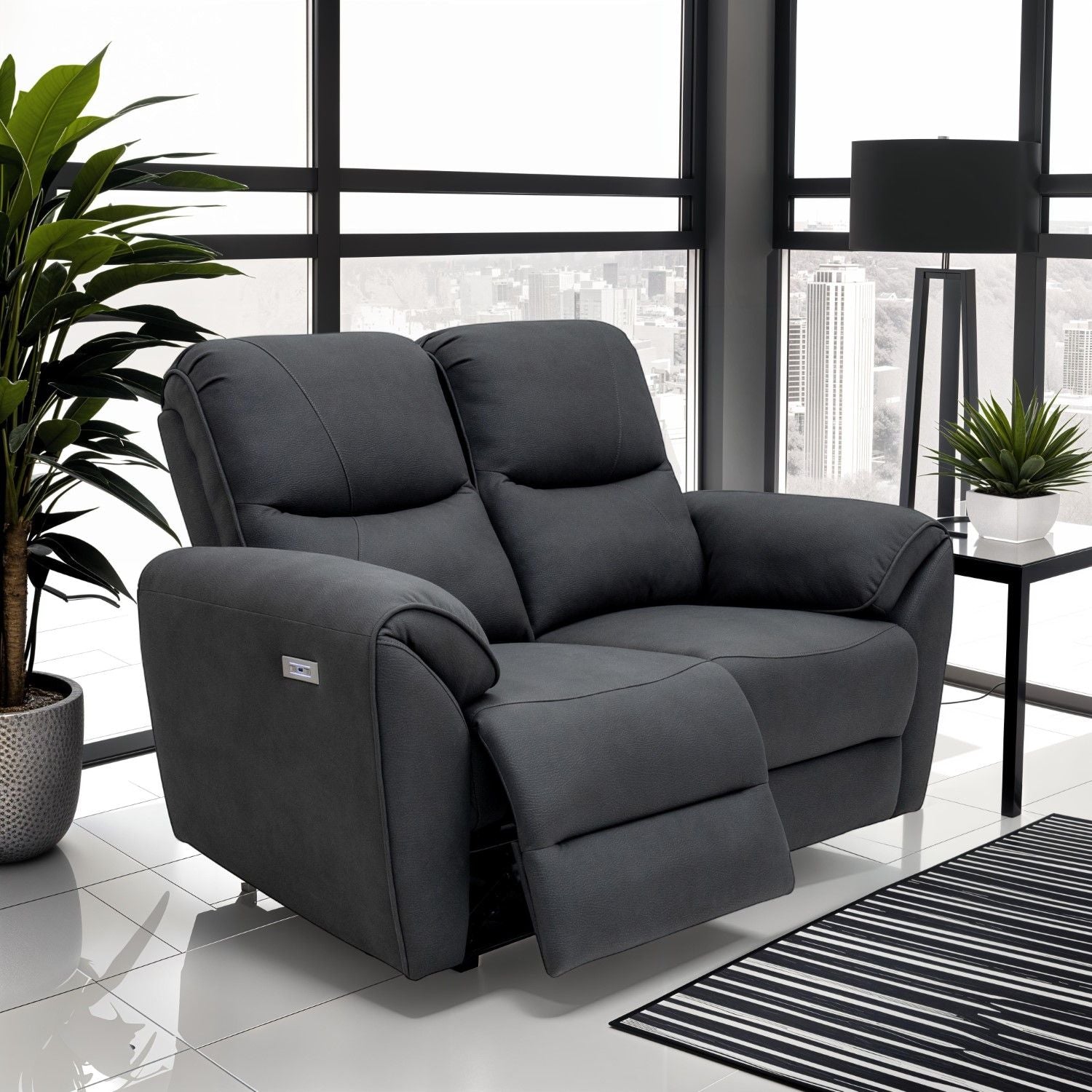 GIANNI FABRIC ELECTRIC 2 SEATER RECLINER CHARCOAL