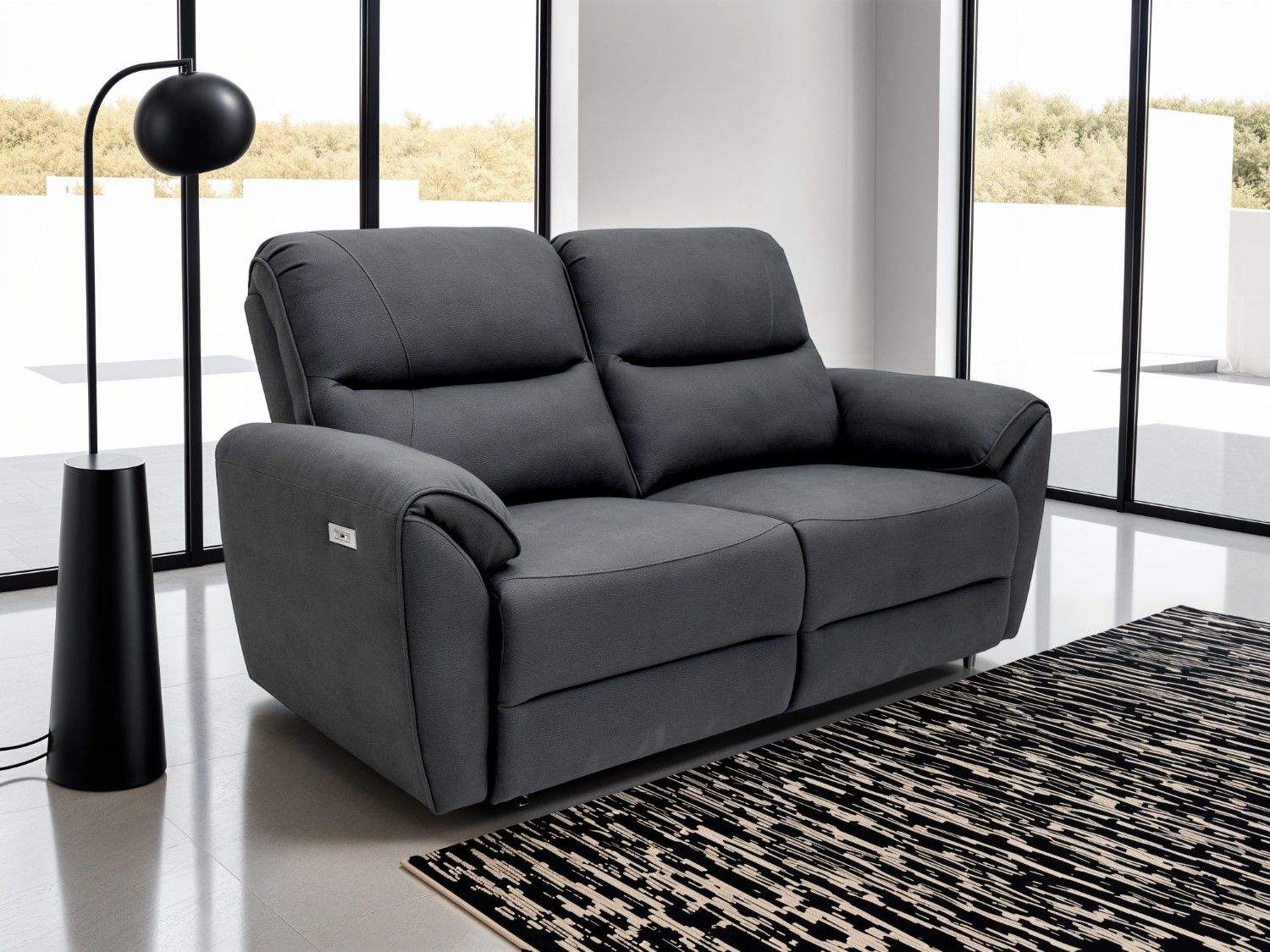 GIANNI FABRIC ELECTRIC 3 SEATER RECLINER CHARCOAL