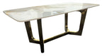 White Marble Effect Ceramic Coffee Table with Gold Angular Metal Base