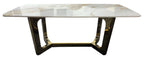 White Marble Effect Ceramic Coffee Table with Gold Angular Metal Base