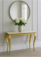 White Marble Effect 1.2m Console Table with Gold Metal Frame