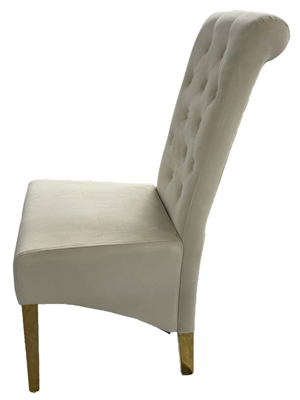 Cream Velvet Dining Chair with Gold Ring Knocker and Gold Legs