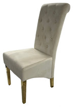 Cream Velvet Dining Chair with Gold Ring Knocker and Gold Legs