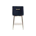 Black Ribbed Velvet Bar Stool with Gold Legs
