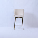 Ivory Ribbed Velvet Bar Stool with Gold Legs