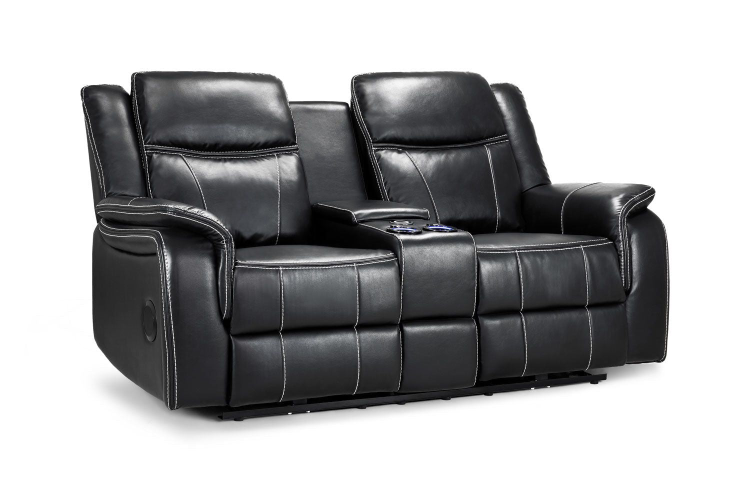 Black Leather 2 Seater Electric Recliner Sofa