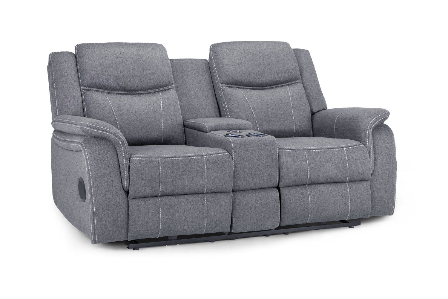 Grey Fabric 2 Seater Electric Recliner Sofa - Home Furniture Interiors