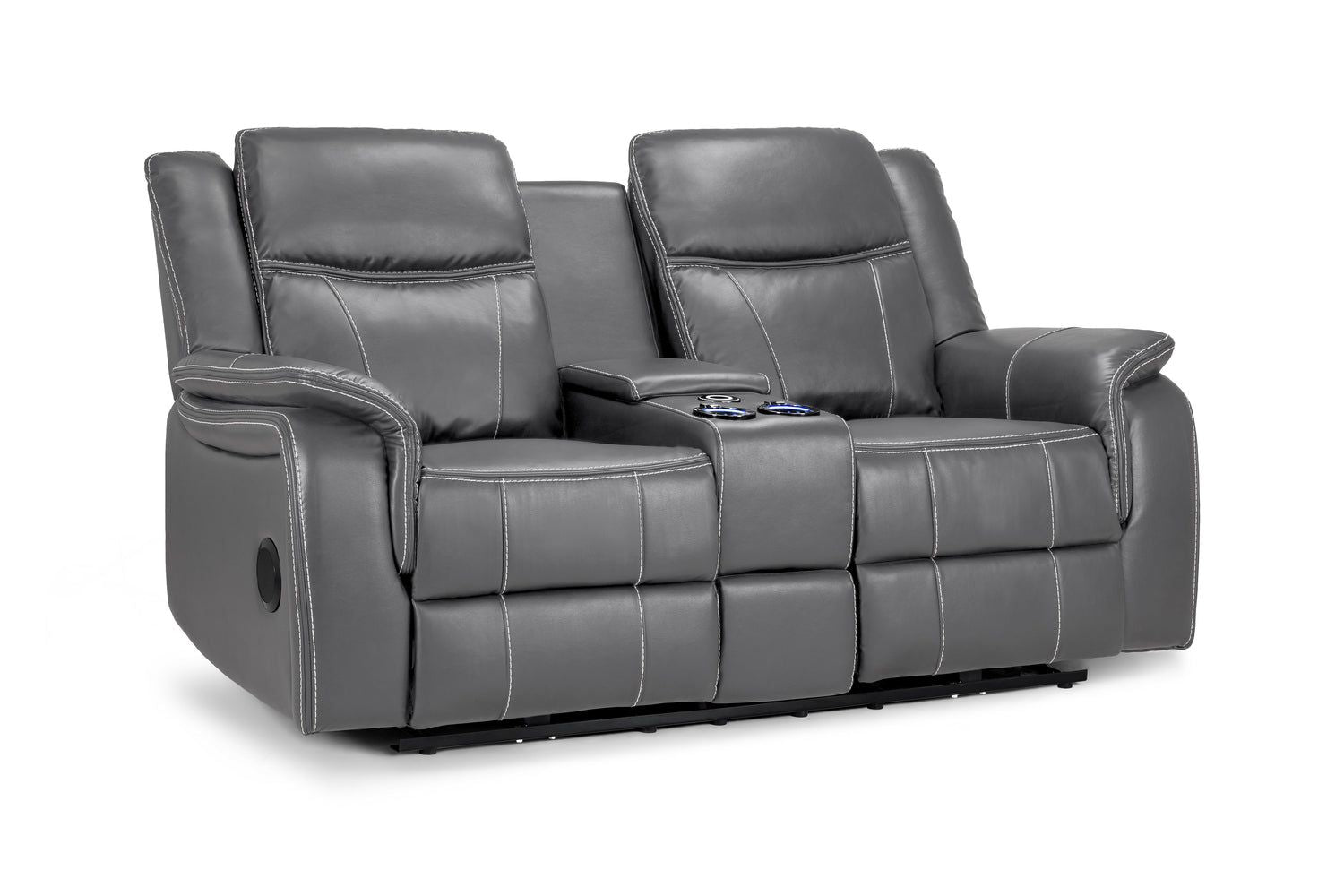 Grey Leather 2 Seater Electric Recliner Sofa - Home Furniture Interiors