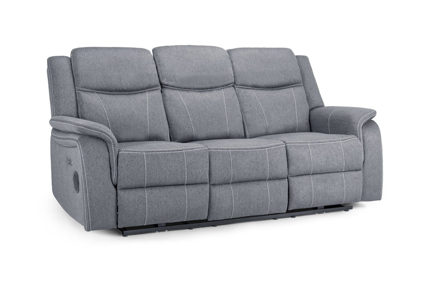 Grey Fabric 3 Seater Electric Recliner Sofa - Home Furniture Interiors
