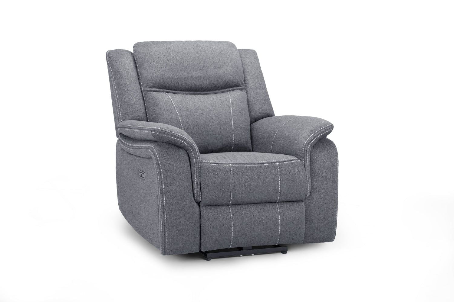 Grey Fabric Electric Recliner Armchair with Armrest - Home Furniture Interiors