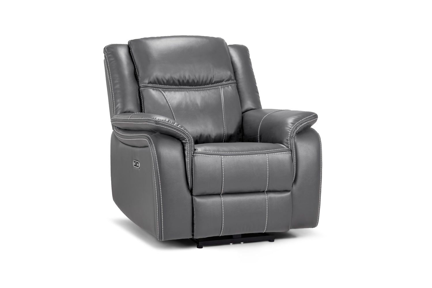 Grey Leather Electric Recliner Armchair with Armrest - Home Furniture Interiors