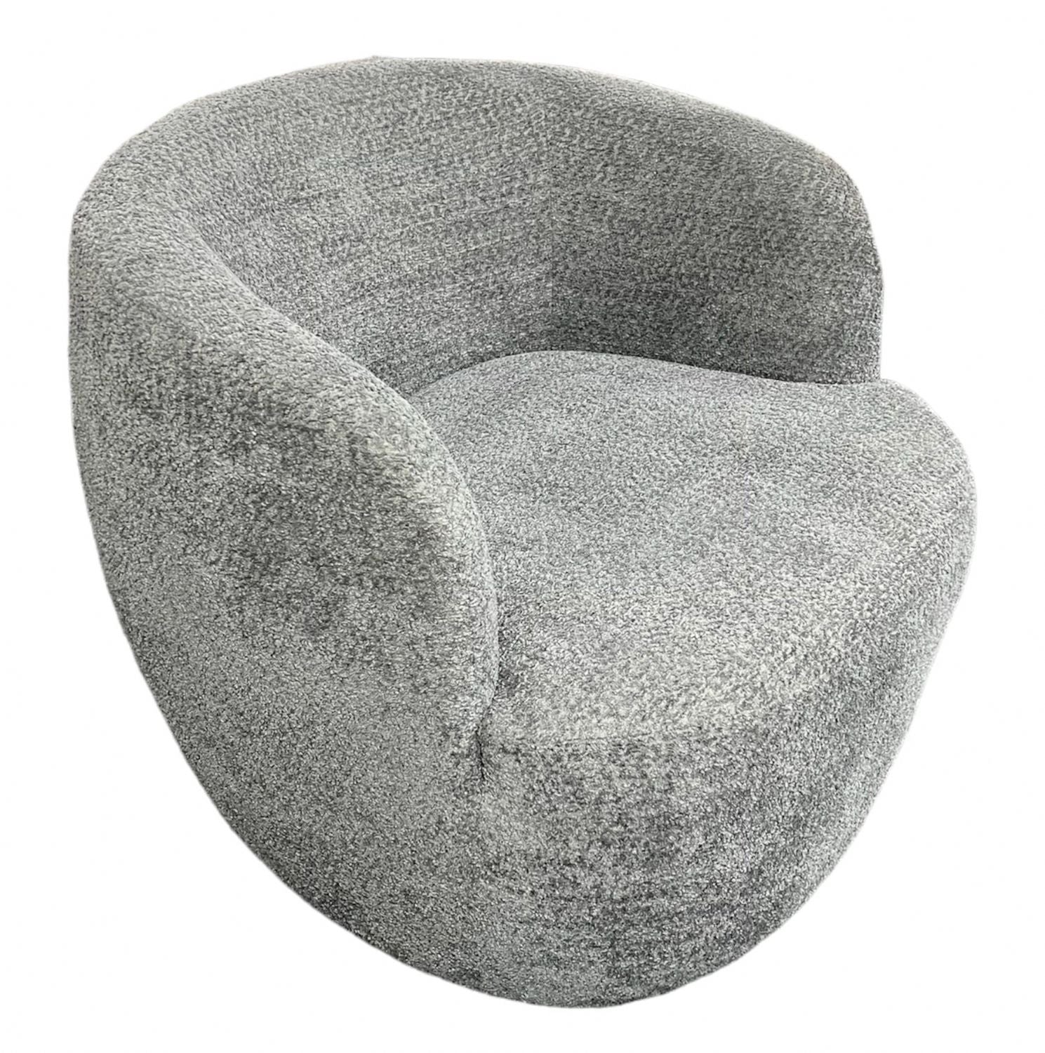 Grey Boucle Swivel Tub Chair with 360 Degree Rotation