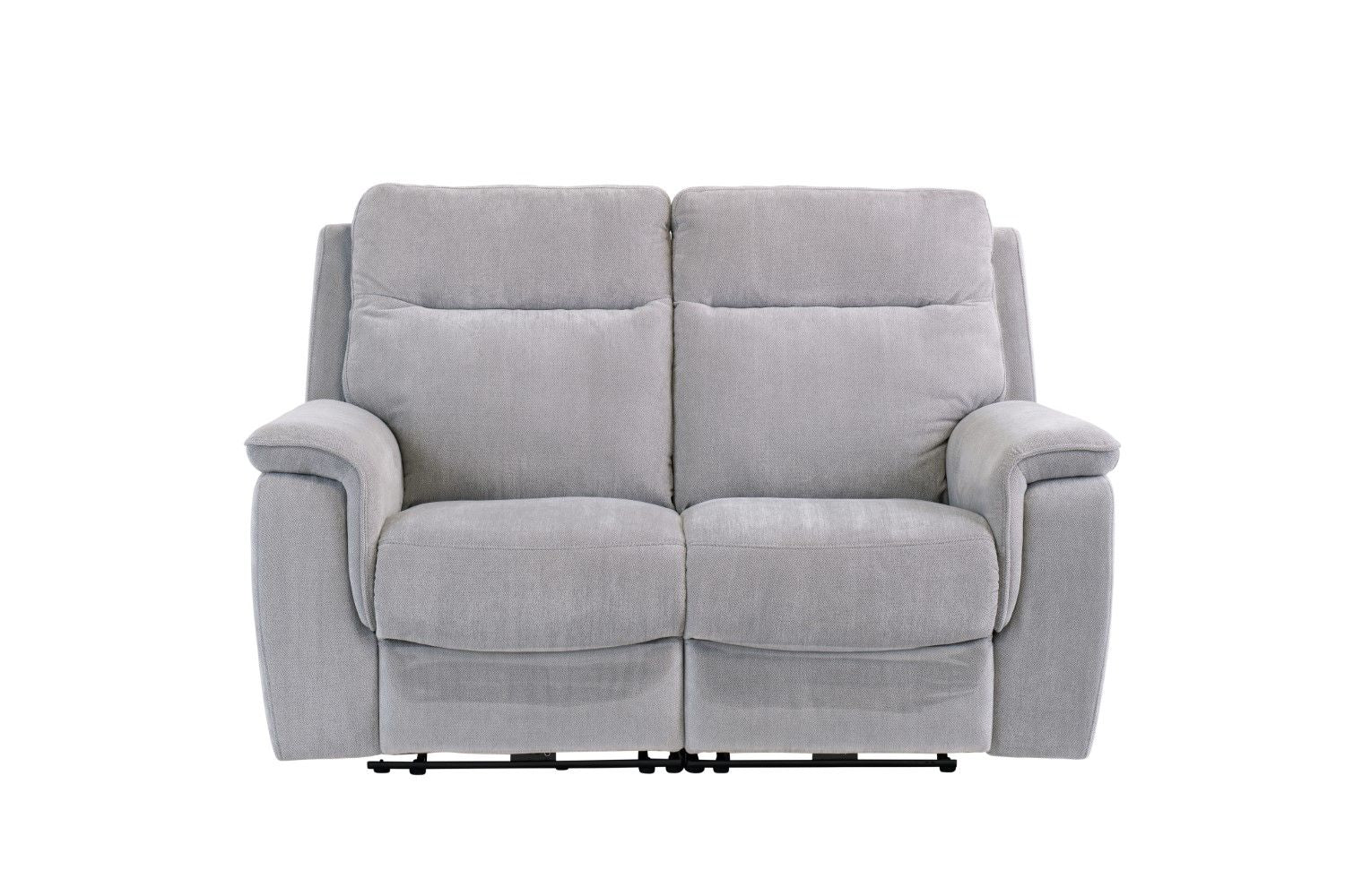 Grey Herringbone Fabric Electric Recliner 2 Seater Sofa
