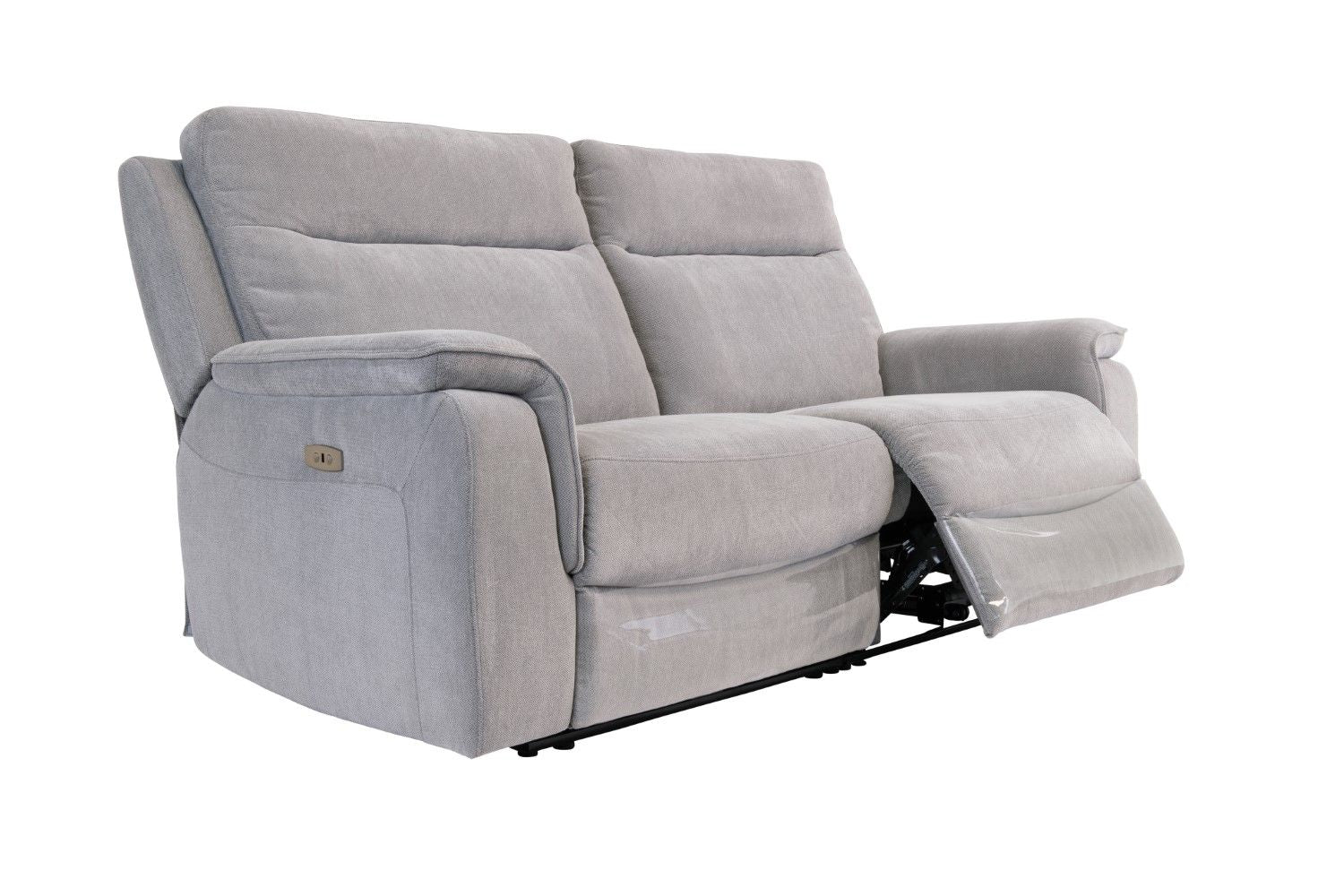 Grey Fabric 3 Seater Electric Recliner Sofa with USB Charger