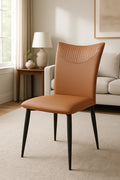 Tan PU Upholstered Dining Chair with Black Legs (Venice)