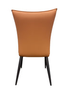 Tan PU Upholstered Dining Chair with Black Metal Legs