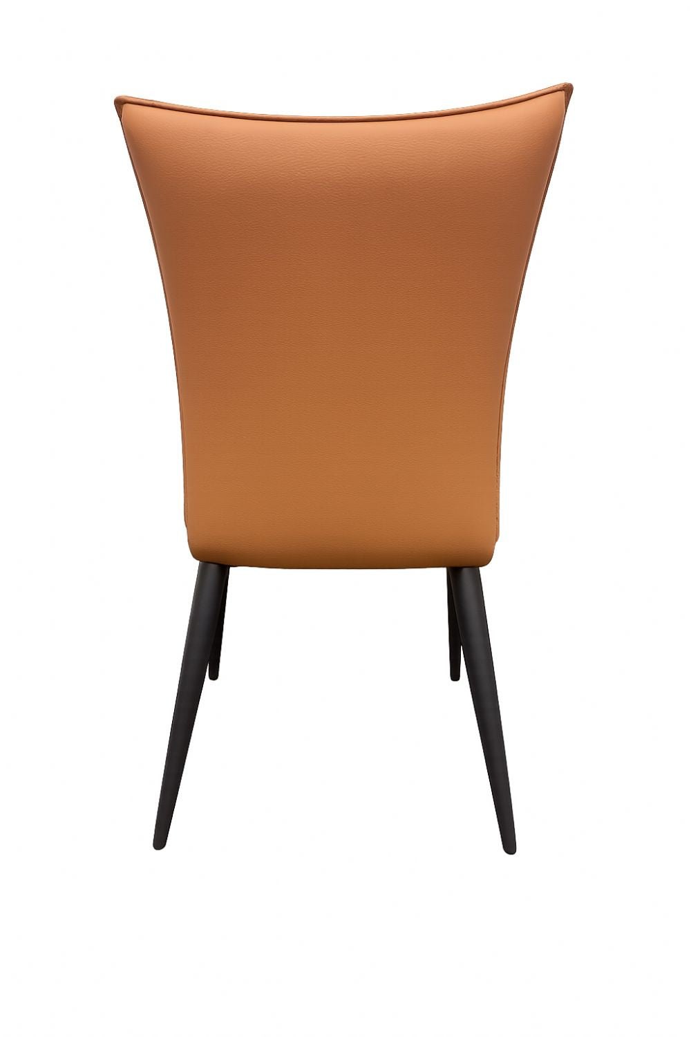 Tan PU Upholstered Dining Chair with Black Metal Legs