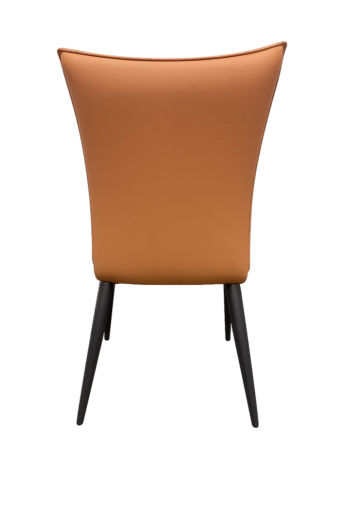 Tan PU Upholstered Dining Chair with Black Legs