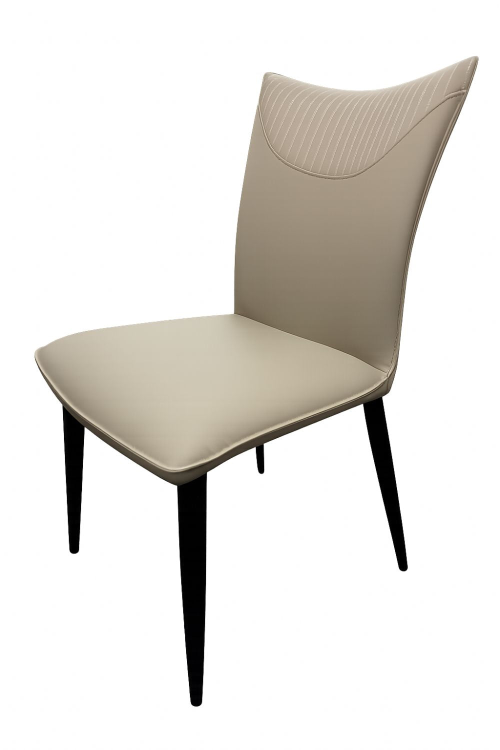 Light Grey PU Upholstered Dining Chair with Black Legs